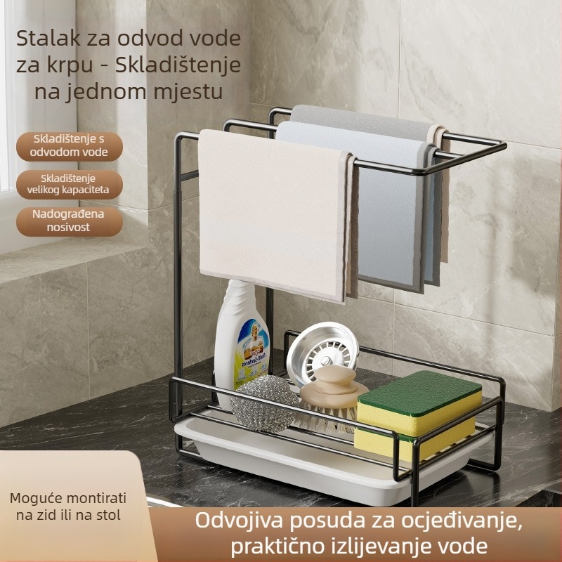 Zidni organizator za spužve i ručnike u kuhinji s odvodom vode