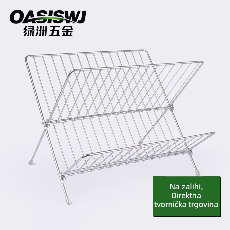OASISWJ Sklopivi X-oblik odvodni stalak od nehrđajućeg čelika, organizator posuđa i tanjura