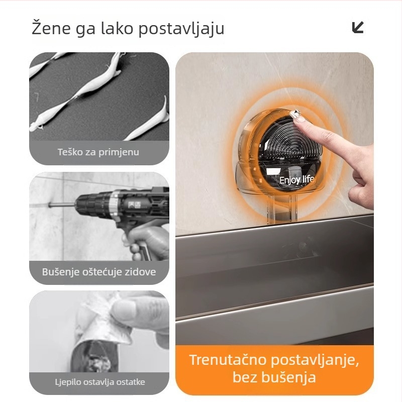Kuhinjski zidni organizator za začine s usisnim držačem, bez bušenja
