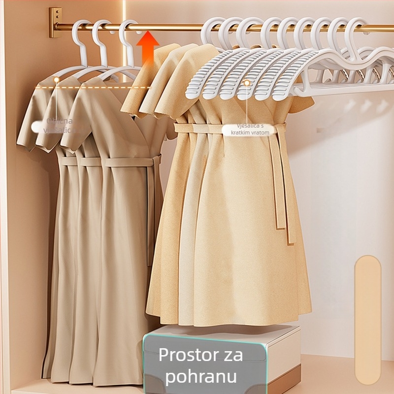 Vešalice za odjeću s kratkim vratom za uštedu prostora, protuklizne, bez tragova, garderoba, za velike komade odjeće