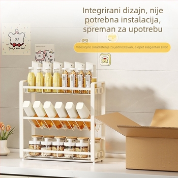 Bijeli stalak za začine na kuhinjskom pultu, nagibni organizator za ulja i začine, moderni minimalistički dizajn, od ugljičnog čelika