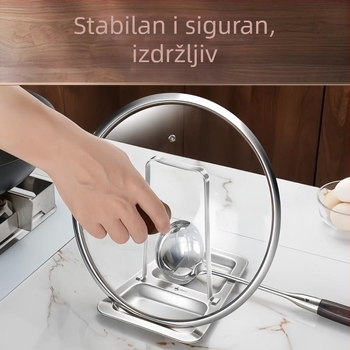 Sklopivi držač poklopca od nehrđajućeg čelika 304, s ladicom za vodu, organizatorom za dasu za rezanje, špatulu i žlicu
