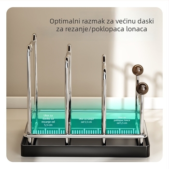 Nerđajući čelični višenamjenski kuhinjski stalak za pohranu, držač poklopaca i dasaka za rezanje, s velikim kapacitetom odvodnje