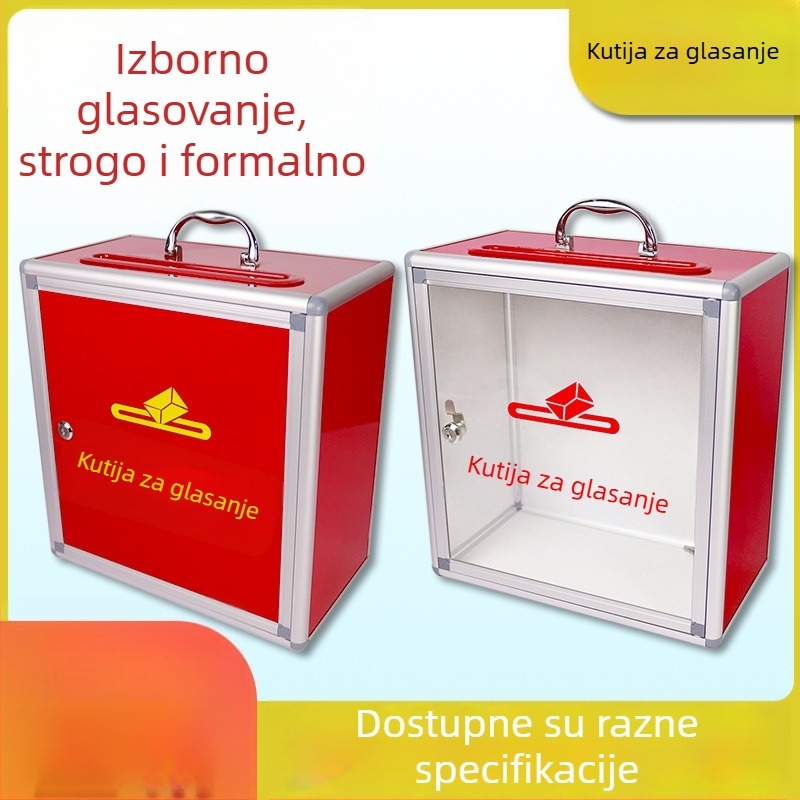 Kutija za glasanje od aluminijske legure s ručkom, prijenosna, podna, zaključavajuća, crvena poštanska kutija.