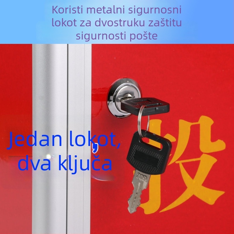Kutija za glasanje od aluminijske legure s ručkom, prijenosna, podna, zaključavajuća, crvena poštanska kutija.