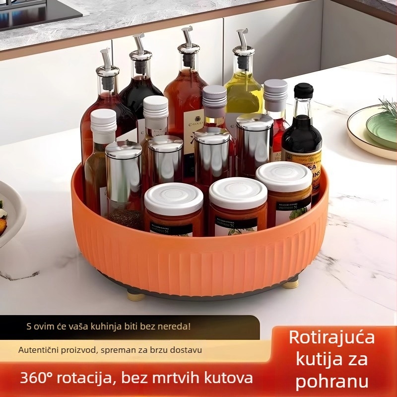 Kuhinjski rotirajući stalak za začine, višefunkcionalno skladištenje 360°, posuda za voće s elegantnim dizajnom