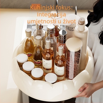 Okretni organizator začina za kuhinjski pult, multifunkcionalni 360°, držač za umake i voće, plastični