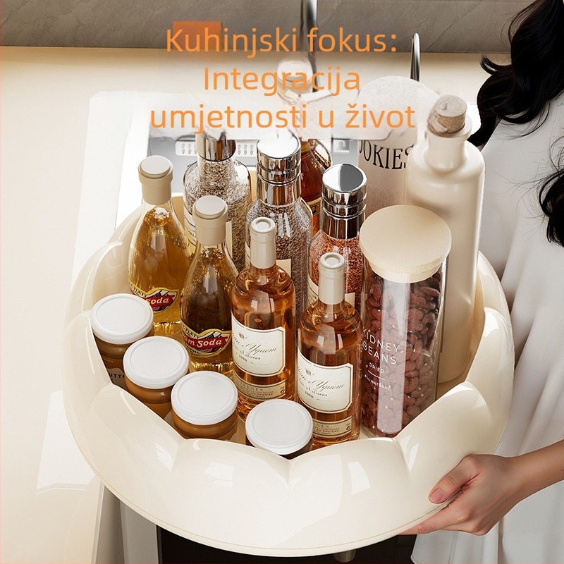 Okretni organizator začina za kuhinjski pult, multifunkcionalni 360°, držač za umake i voće, plastični