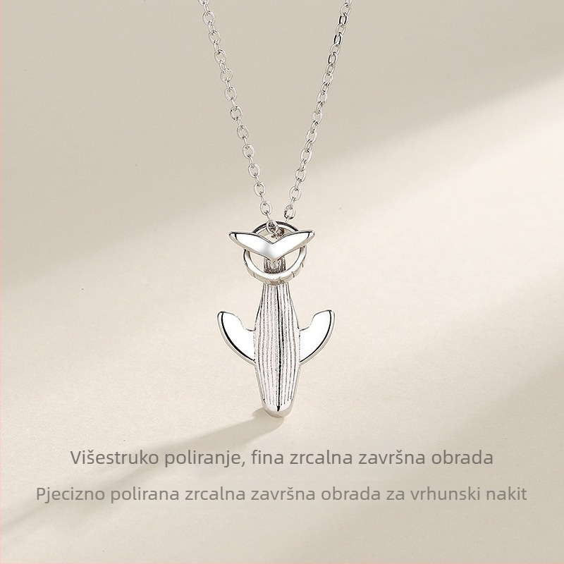 Muški lančić s privjeskom kita i dugim lancem, minimalistički dizajn, moderan stil