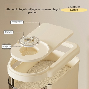 Kuhinjska kutija za skladištenje žitarica s pregradnim pretincima i pritiskom poklopca, otporna na vlagu i štetnike, plastična posuda za rižu, kapacitet 8–9 L
