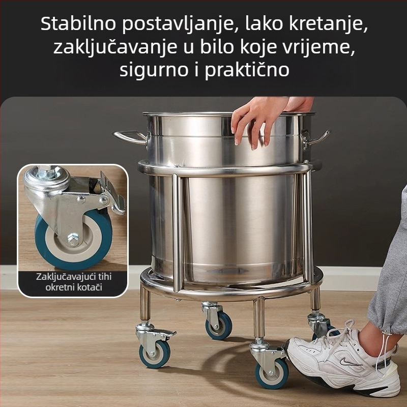 Stalak od nehrđajućeg čelika za komercijalnu kantu za juhu sa izolacijom, kuhinjski držač za kantu s trokrakom bazom i kotačićima