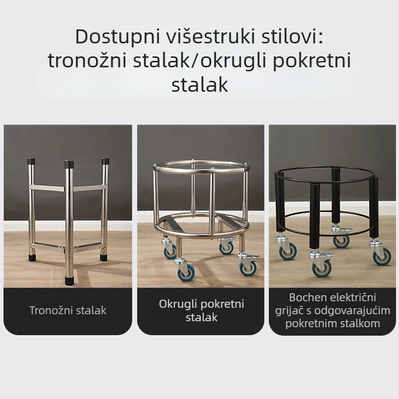 Stalak od nehrđajućeg čelika za komercijalnu kantu za juhu sa izolacijom, kuhinjski držač za kantu s trokrakom bazom i kotačićima