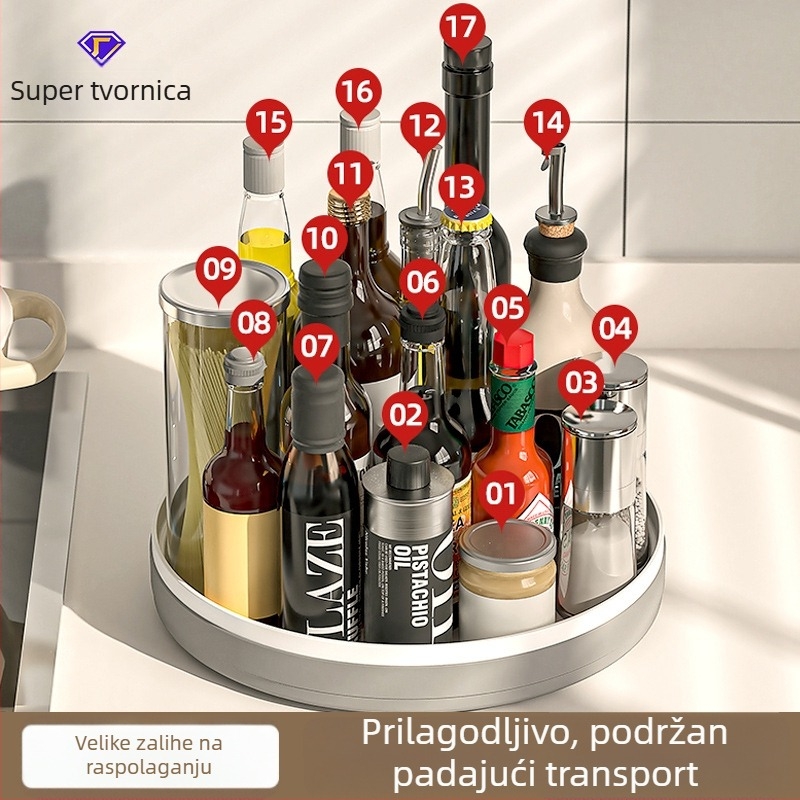 Rotirajući stolni organizator za kuhinju – višenamjenski držač začina i pribora