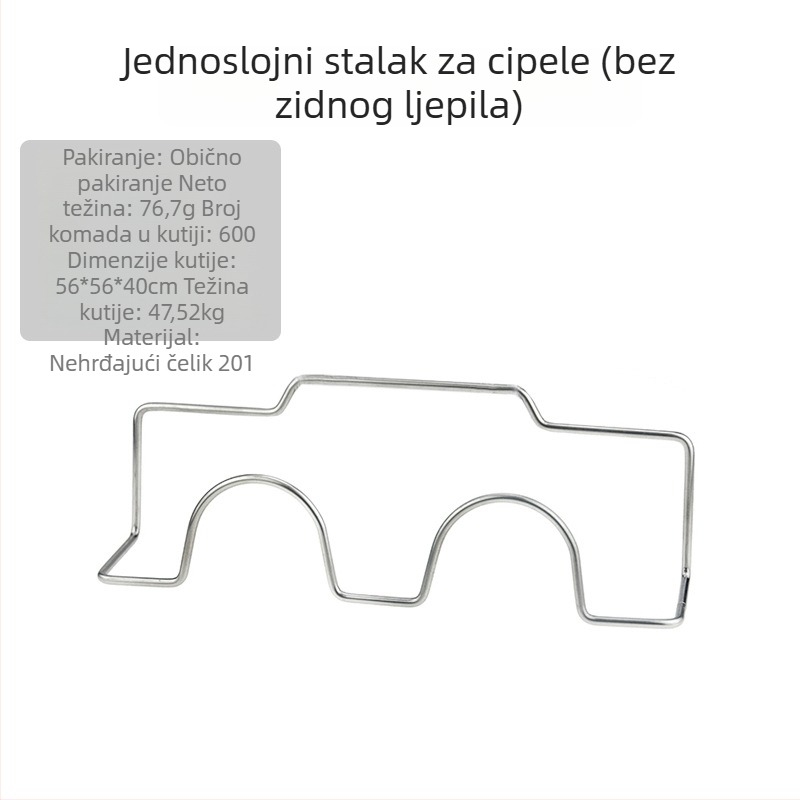 Stalak za cipele od nehrđajućeg čelika – zidni, s kukama, bez bušenja, za kupaonicu i kuhinju