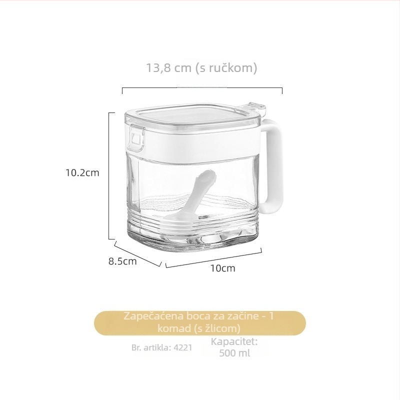 Rice Wood zatvoreni posuda za začine, otporna na vlagu, za sol i šećer, staklena kuhinjska posuda za pohranu