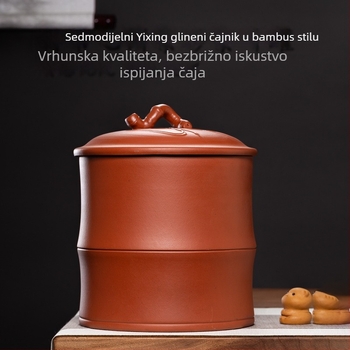Velika posuda za čaj od ljubičaste gline za skladištenje Pu'er čaja, zatvorena posuda i bambuski čajni set