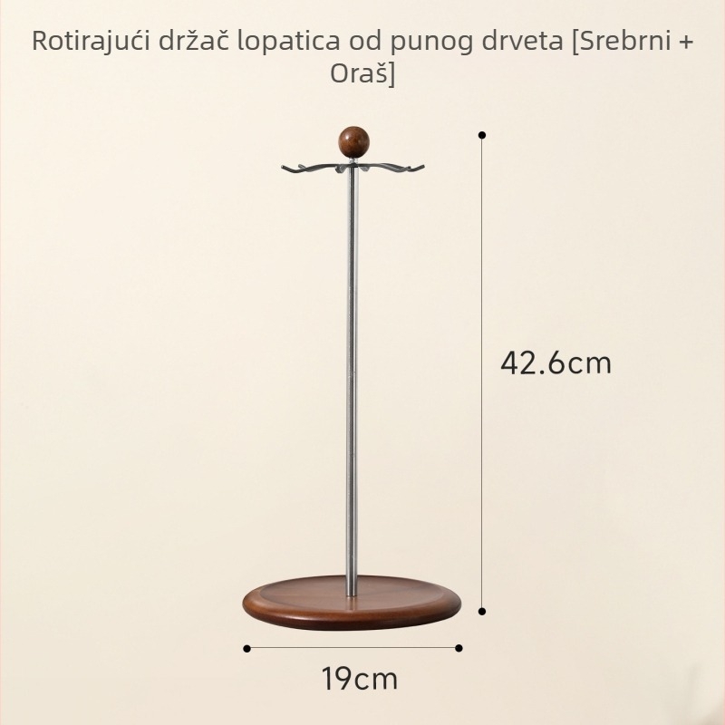 Nehrđajući čelični rotirajući držač za žlice i spatule, s više kuka, stolni anti-klizni kuhinjski organizator