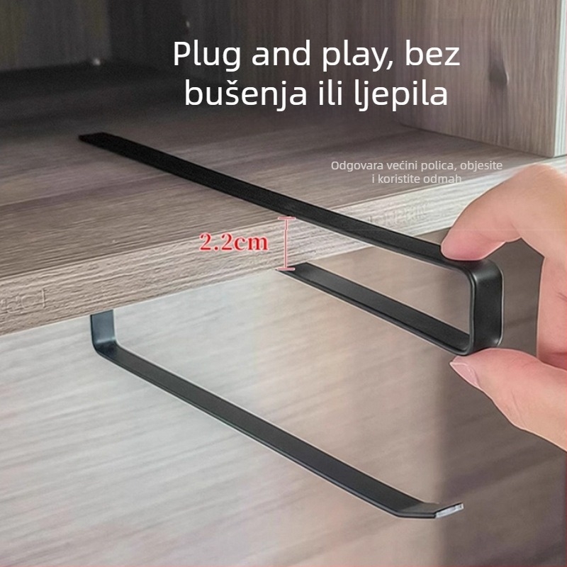 Kuhinjski držač papirnate ručnike ispod ormarića, s prostorom za plastičnu foliju i krpe