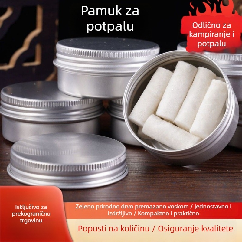 Voskom premazani pamučni štapići za brzo paljenje vatre, pojedinačna pakiranja, nužni komplet za kampiranje i planinarenje