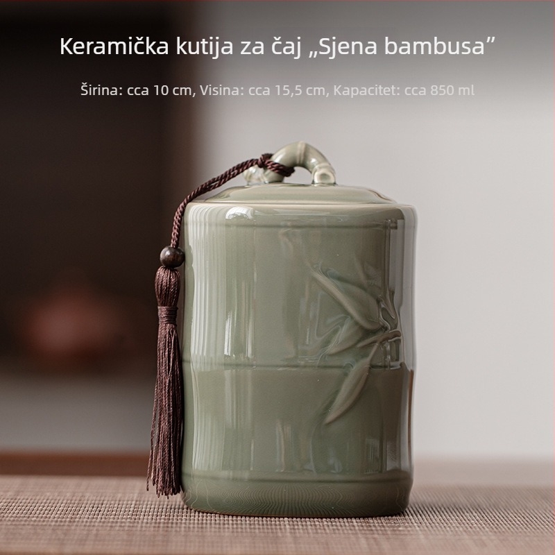 Reljefna keramička posuda za čaj sa zatvaračem, otporna na vlagu, za crni, zeleni i Pu'er čaj – lagani luksuz retro stil
