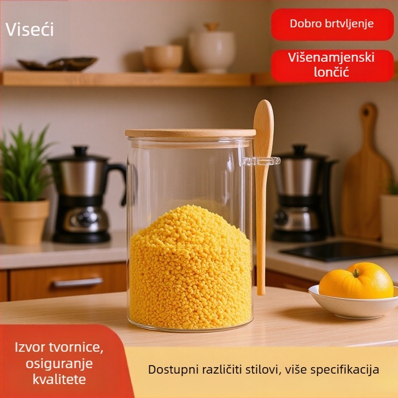 Staklena posuda za čajna lišća, šećer i sol; zatvorena, prenosiva, 1200 ml