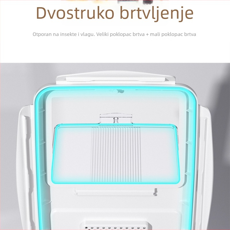 Plastična posuda za skladištenje riže s zaštitom od vlage i štetnika, kvaliteta hrane, kapacitet 10 L ili više