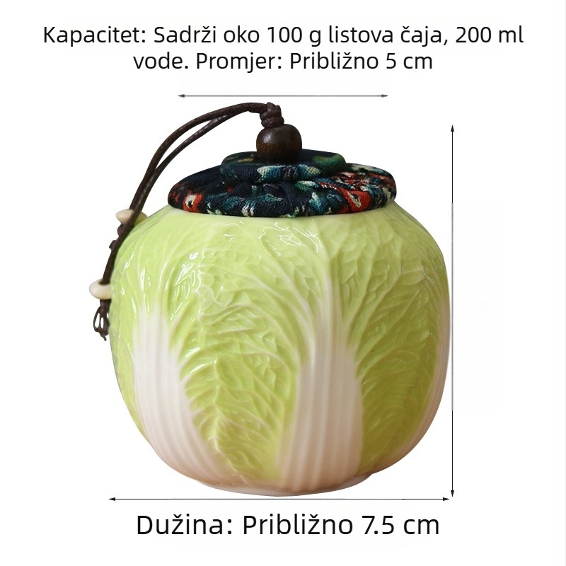 Visokokvalitetna keramička posuda za čaj s motivom kupusa, zapečaćena posuda za zeleni čaj, Dehua bijelo porculan, 200 ml
