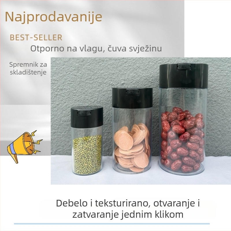 550 ml Honeypot zatvorena posuda s crnim poklopcem i prozirnim tijelom, vlage otporna za čaj i hranu, od PS plastike