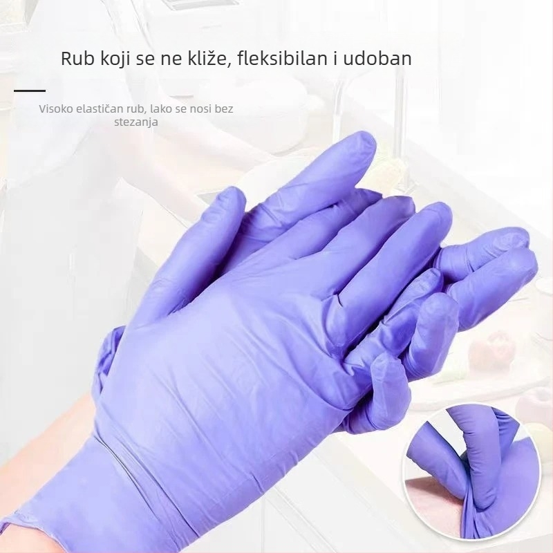 Jednokratne ljubičaste nitril rukavice za kuhinjsku upotrebu, prehrambena kvaliteta, podstavljene i debelje, za pranje suđa