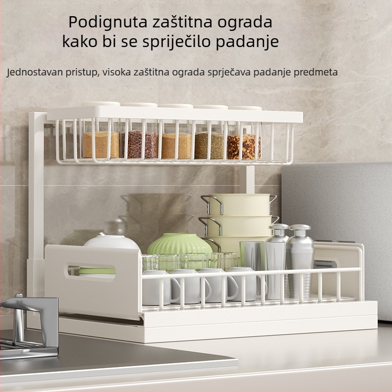 L-oblik spremnik ispod sudopera s ladicama