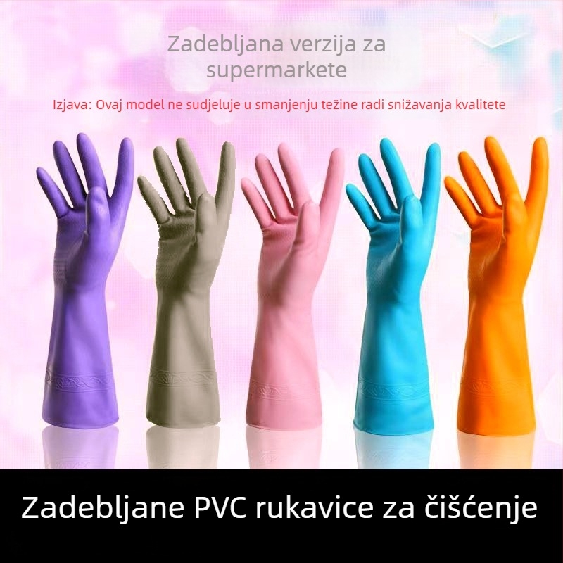 PVC rukavice za pranje posuđa, vodootporne, ekstra debele, kuhinjske rukavice