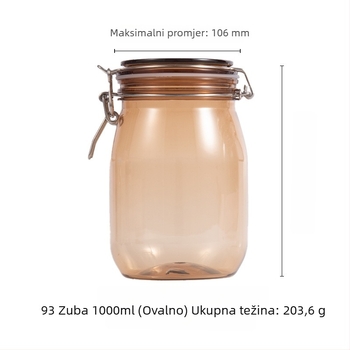 1000 ml ovalna boca za masku za lice tradicionalne kineske medicine, prozirna plastična posuda sa kopčom za zatvaranje