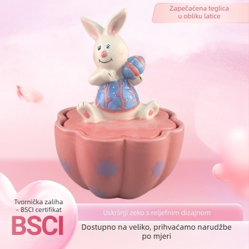 Keramička posuda za kekse u obliku zeca za Uskrs, ručno oslikana, bijeli porculan, spremnik za slatkiše, dar