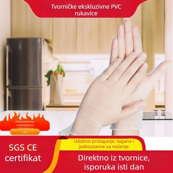 Jednokratne PVC rukavice, deblje, prehrambene klase, za kuhinju i pranje suđa, za mijesanje tijesta, otporne na ulje, na skladištu