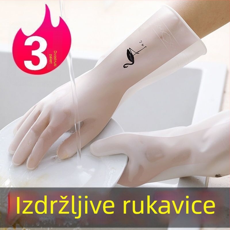 Rukavice za pranje posuđa, duge i debele, otporne na habanje, vodootporne od PVC gume