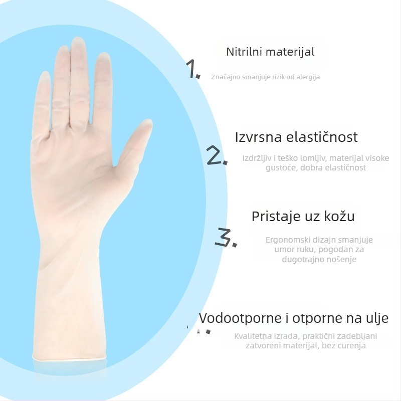 Tuofeng jednokratne nitril rukavice, pojačane, izdržljive, vodootporne, za pranje suđa u kućanstvu, prehrambene kvalitete, protuklizne