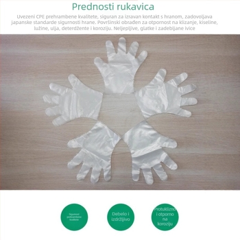 Jednokratne ultra debeli rukavice od prozirnog CPE filma za catering, ljepotu, friziranje i kućnu uporabu