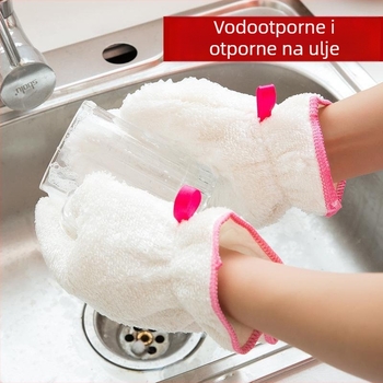 Debele rukavice za pranje posuđa s flis podstavom od bambusovih vlakana, otporne na masnoću i protuklizne