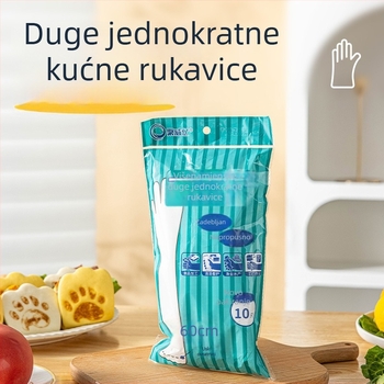 Dugačke jednokratne rukavice, deblje, prozirne, protuklizne, za catering i rukovanje hranom, pranje posuđa i rublje, izdržljive zimi