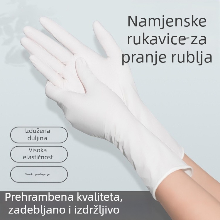 Jednokratne nitrilne rukavice za pranje posuđa, kvalitete hrane, duljine 12 inča, debele, jednobojne.