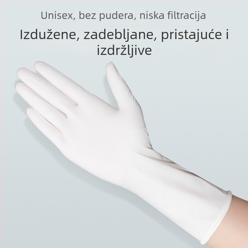 Jednokratne nitrilne rukavice za pranje posuđa, kvalitete hrane, duljine 12 inča, debele, jednobojne.