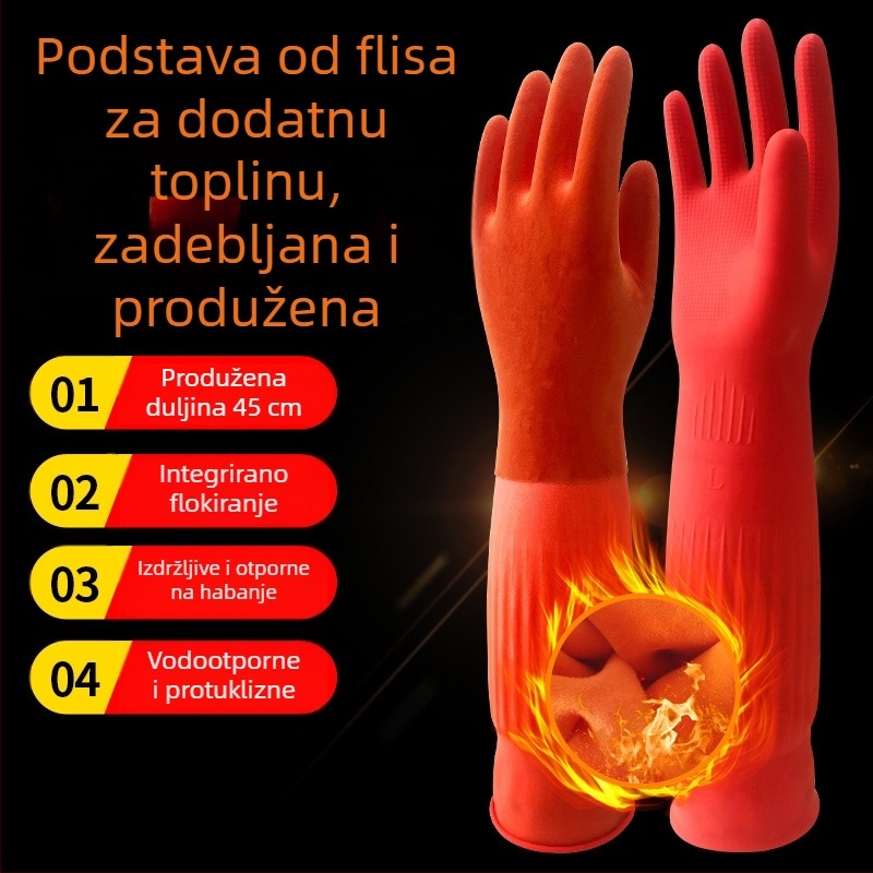 Ženske rukavice od lateksa s flis podstavom, debele i vodootporne za kuhinju i pranje posuđa