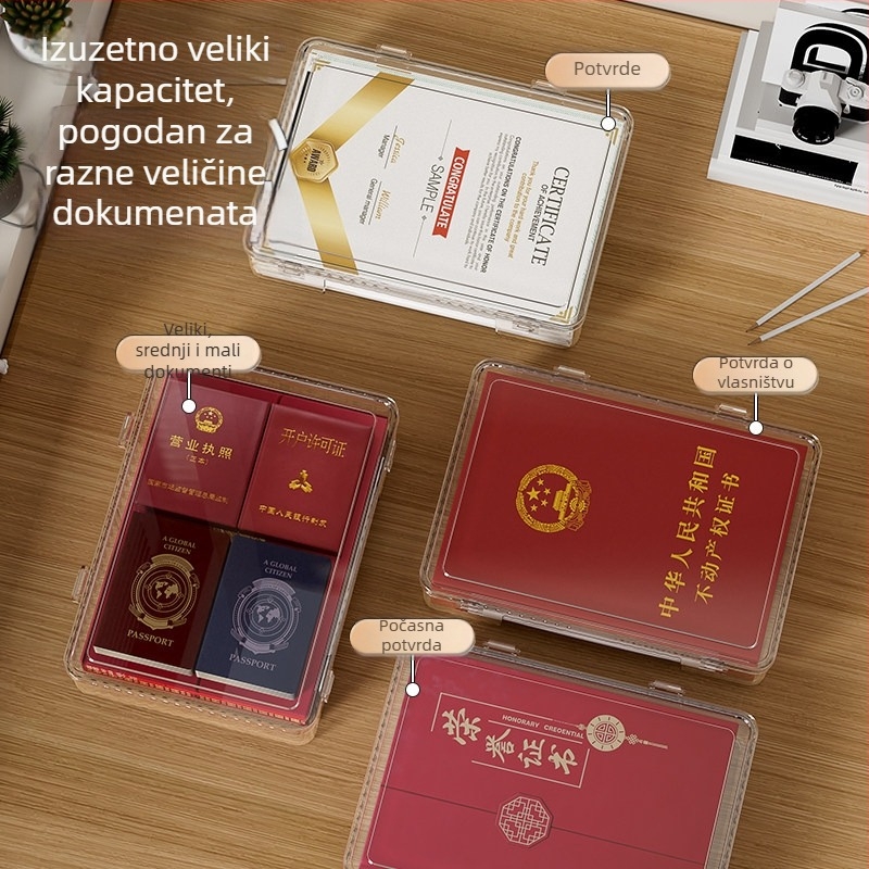 A4 prozirna kutija za dokumente za organiziranje važnih obiteljskih dokumenata: ispite, vlasnički list, registraciju boravišta, zdravstvene kartice i potvrde