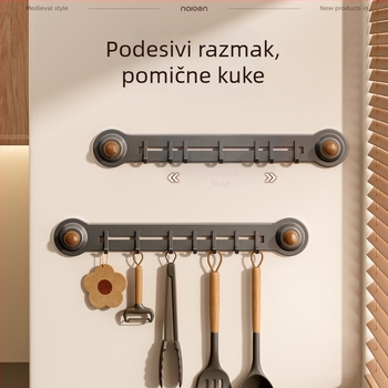 Zidna kuhinjska polica s usisnim držačima za špatule, žlice i daske za rezanje — bez bušenja, ušteda prostora, višefunkcionalna