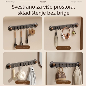 Zidna kuhinjska polica s usisnim držačima za špatule, žlice i daske za rezanje — bez bušenja, ušteda prostora, višefunkcionalna