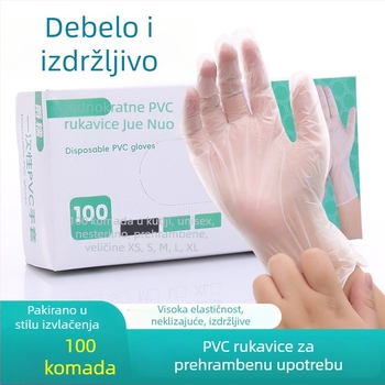 Jednokratne PVC rukavice, hrane kvalitete, pojačane, za pranje suđa, kućno čišćenje i kuhanje, izdržljive, vodootporne, protuklizne; veličine S, M, L