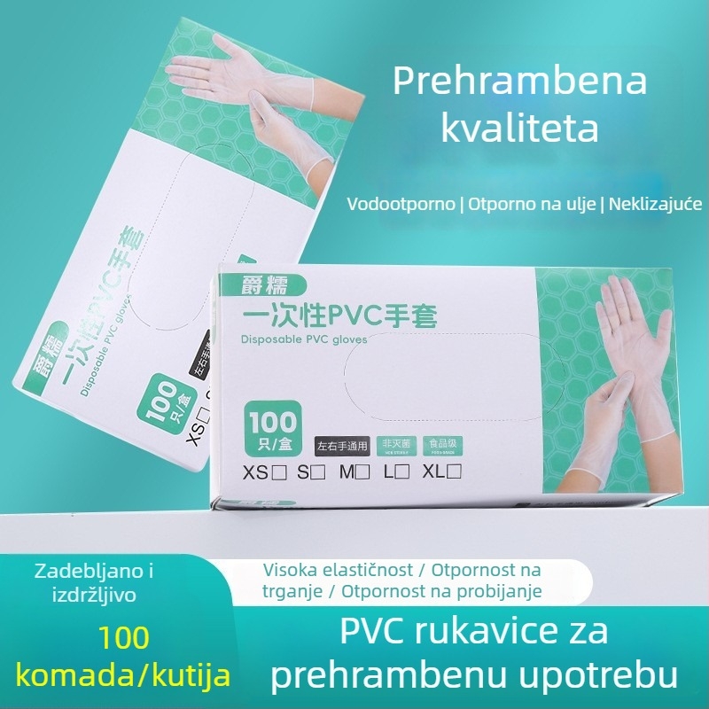 Jednokratne PVC rukavice, hrane kvalitete, pojačane, za pranje suđa, kućno čišćenje i kuhanje, izdržljive, vodootporne, protuklizne; veličine S, M, L