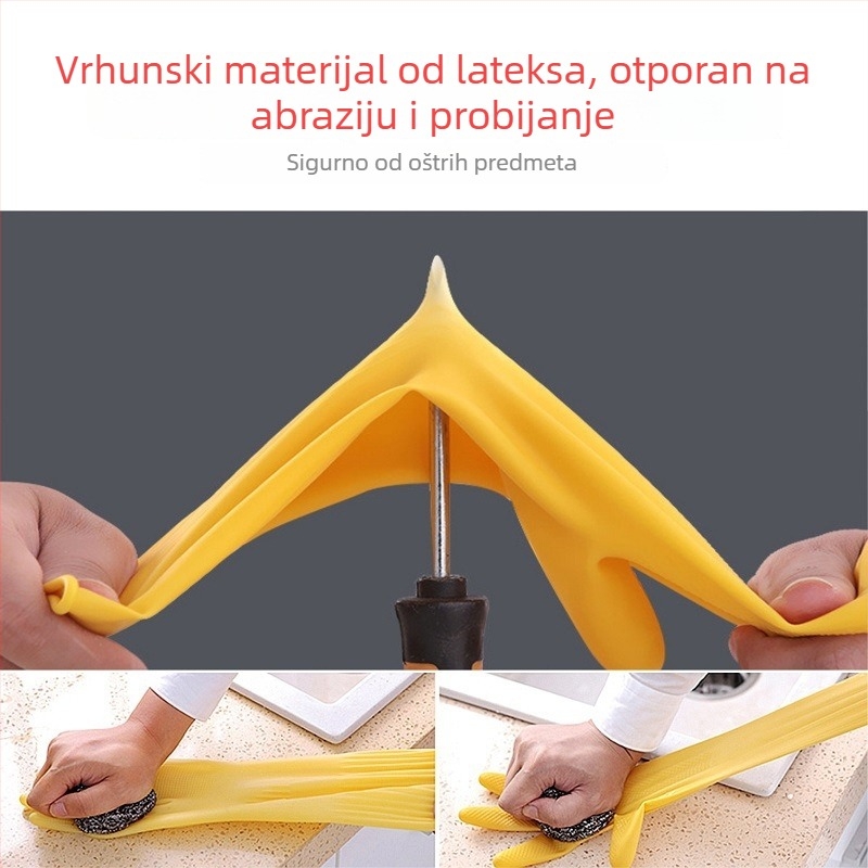 Debele latex rukavice za kuhinju, otpornu na masnoće, kiseline i lužine, vodonepropusne, duljine 32 cm, za kućno čišćenje