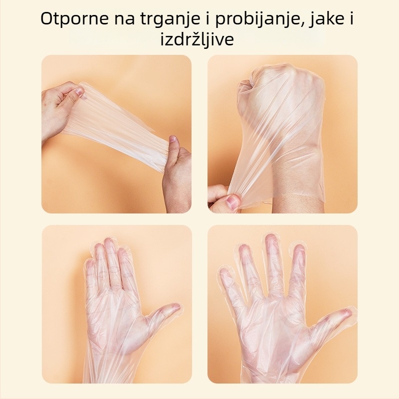 Jednokratne TPE rukavice, pojačane, prehrambene klase, za catering, otporne na ulje, u kutiji za doziranje, univerzalne kućanske rukavice