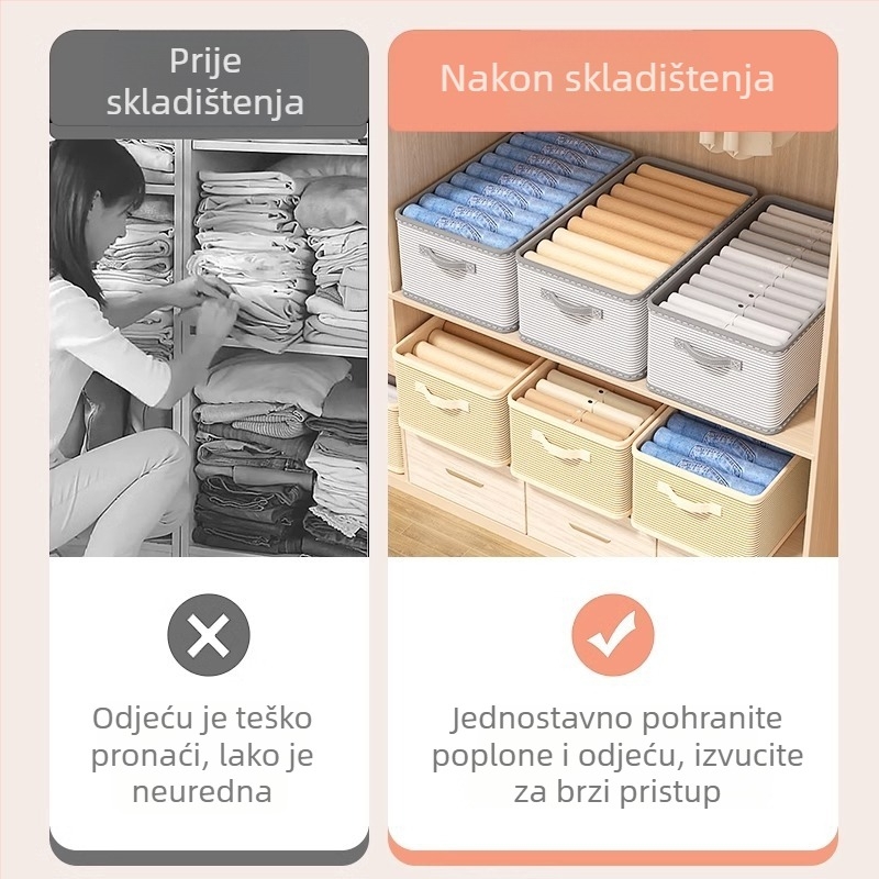 Sklopiva kutija od tkanine za odlaganje odjeće – višeslojni organizator za hlače i odjeću, može se slagati, Zaštita od prašine